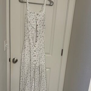 Floral Button-Down White Dress